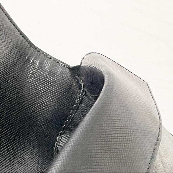 Prada black Tessuto nylon triangle logo medium trifold snap wallet vintage - Picture 10 of 12